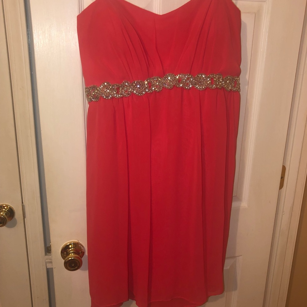 Pink Size 3x/22 strapless prom dress.